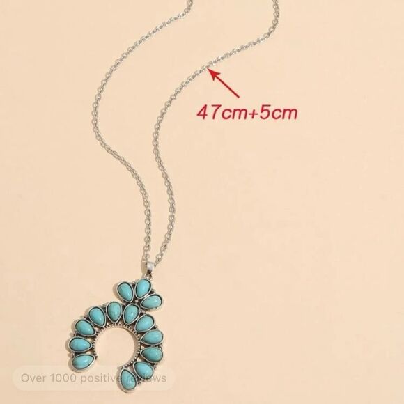 Fake Turquoise Decor Necklace western style - Picture 4 of 11